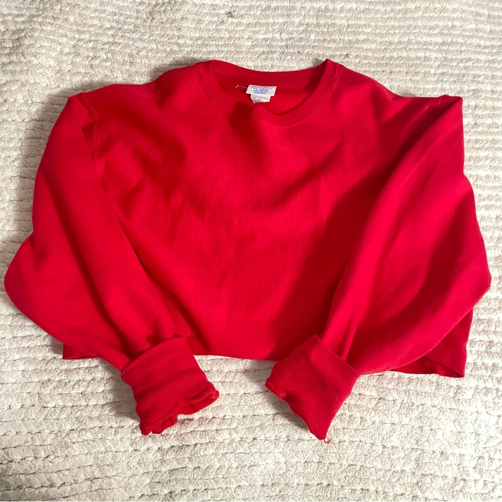 Red Champion Cropped Sweatshirt